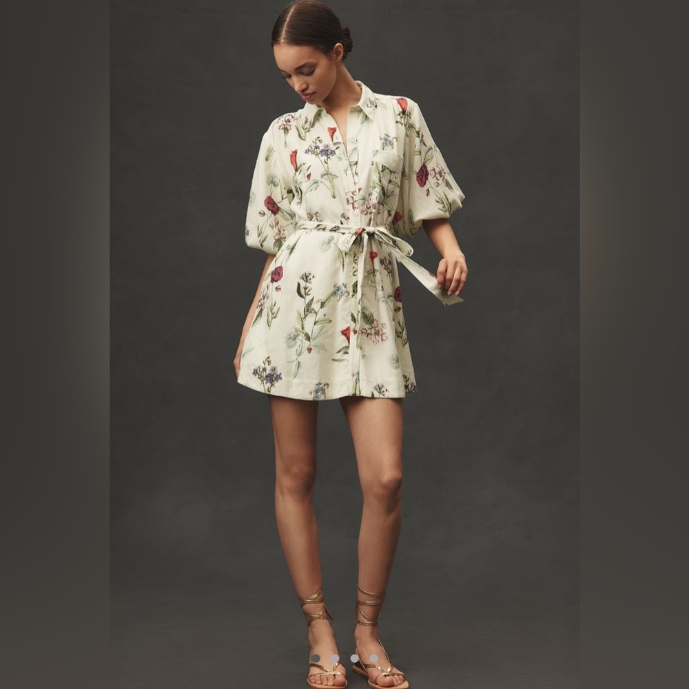 NWOT Maeve Green Floral Print Dress with Belt 💐🌸